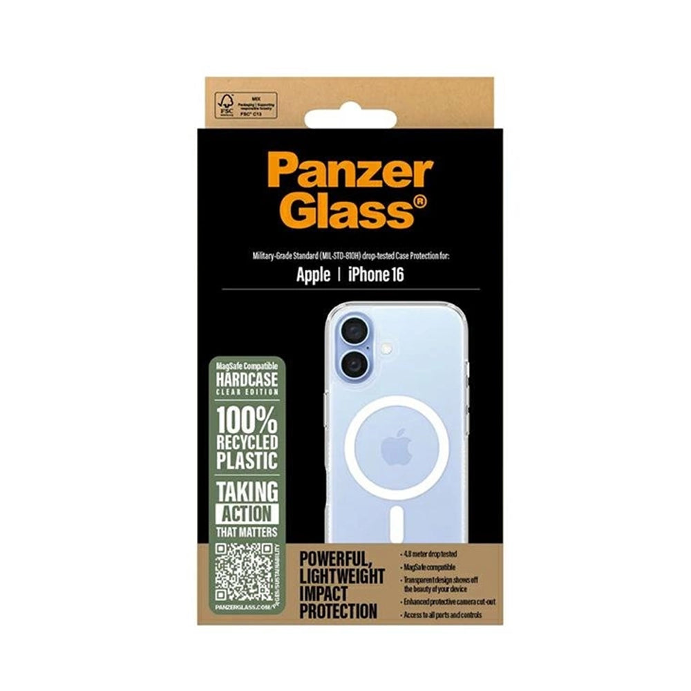 Husa MagSafe pentru Apple iPhone 16, PanzerGlass, HardCase, Transparenta Alba