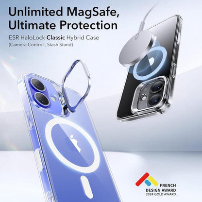 Husa MagSafe pentru Apple iPhone 16 Plus, ESR, Classic Hybrid Kickstand Slide, Transparenta