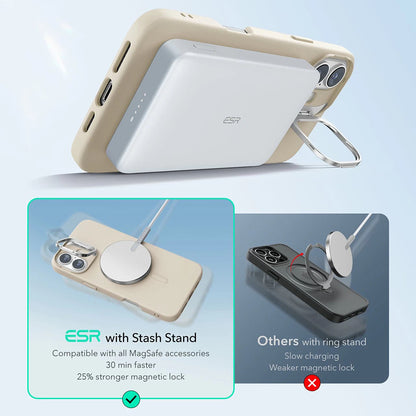 Husa MagSafe pentru Apple iPhone 16 Plus, ESR, Cloud Soft Kickstand, Crem