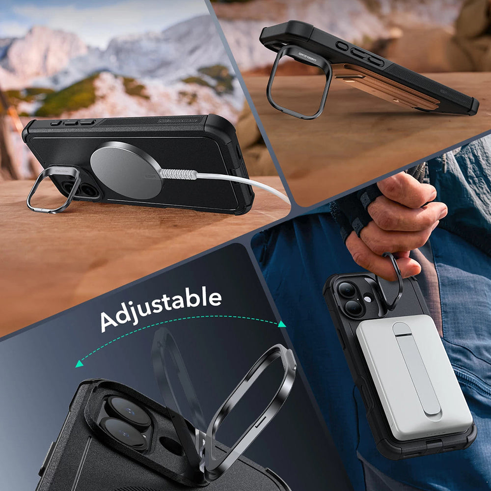 Husa MagSafe pentru Apple iPhone 16 Plus, ESR, Cyber Armor Kickstand, Neagra