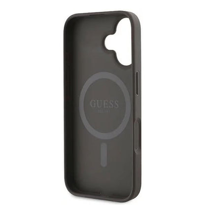 Husa MagSafe pentru Apple iPhone 16 Plus, Guess, 4G Ring Classic Logo, Maro