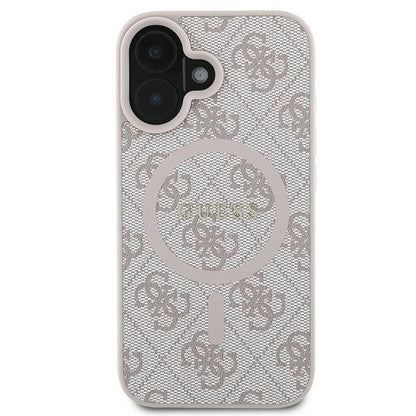 Husa MagSafe pentru Apple iPhone 16 Plus, Guess, 4G Ring Classic Logo, Roz