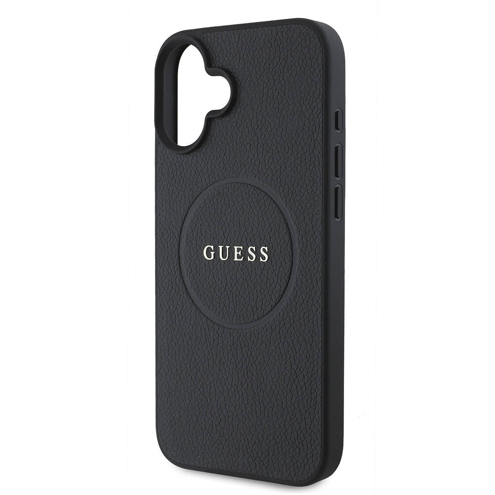 Husa MagSafe pentru Apple iPhone 16 Plus, Guess, Grained Gold Ring, Neagra