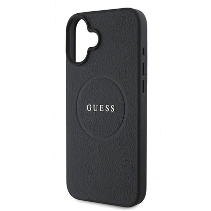 Husa MagSafe pentru Apple iPhone 16 Plus, Guess, Grained Gold Ring, Neagra