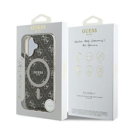 Husa MagSafe pentru Apple iPhone 16 Plus, Guess, IML 4G Background, Maro