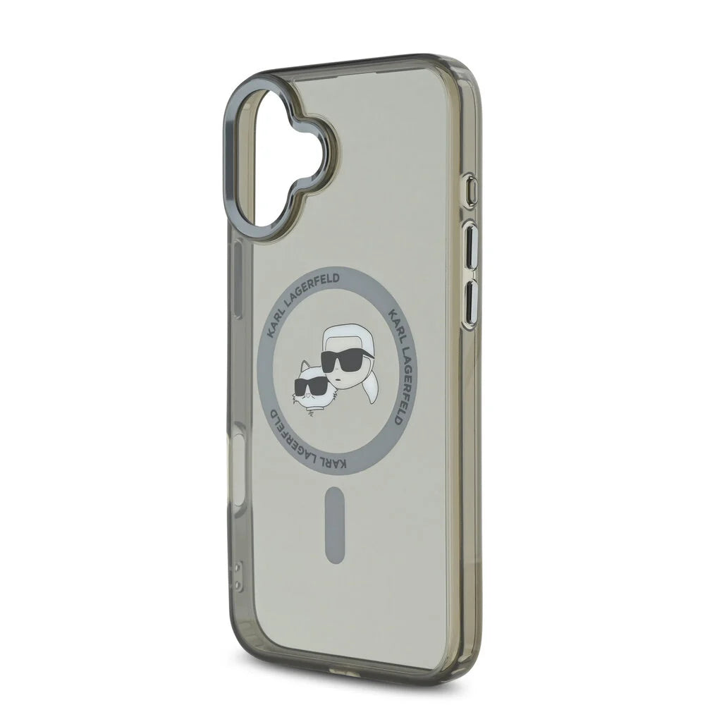 Husa MagSafe pentru Apple iPhone 16 Plus, Karl Lagerfeld, IML Metal Karl & Choupette's Heads, Neagra