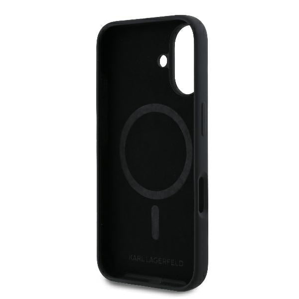Husa MagSafe pentru Apple iPhone 16 Plus, Karl Lagerfeld, Silicone Ring Karl & Choupette, Neagra