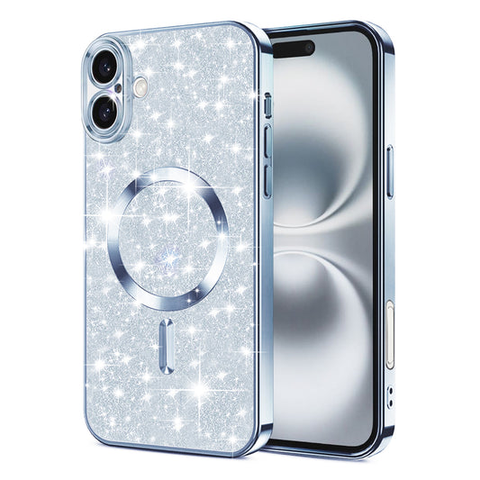 Husa MagSafe pentru Apple iPhone 16 Plus, Techsuit, Luxury Glitter, Bleu