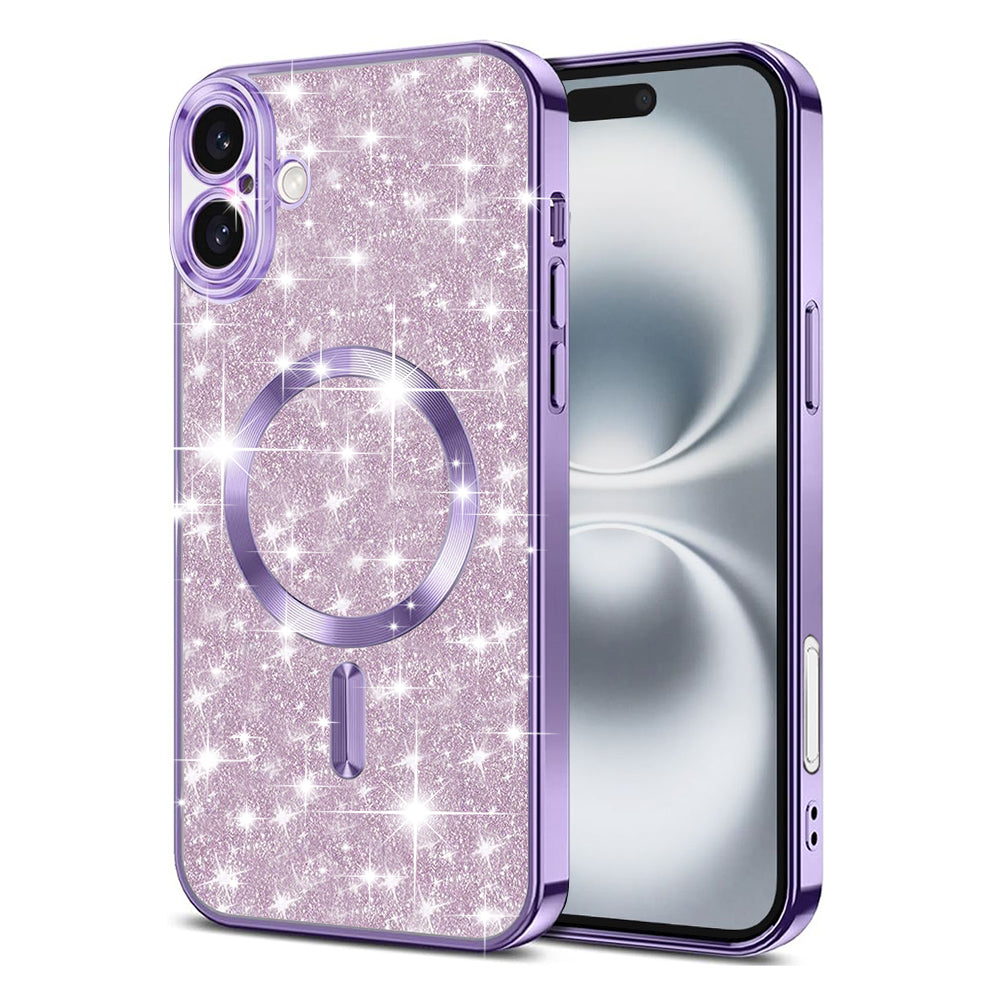 Husa MagSafe pentru Apple iPhone 16 Plus, Techsuit, Luxury Glitter, Mov Deschis