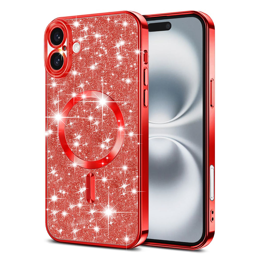 Husa MagSafe pentru Apple iPhone 16 Plus, Techsuit, Luxury Glitter, Rosie