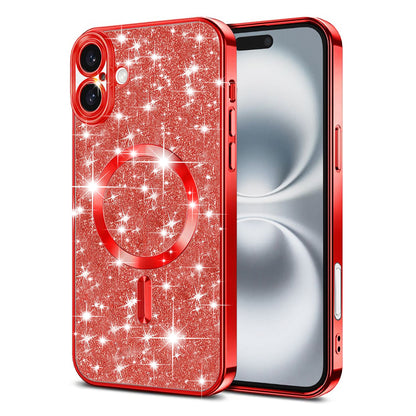 Husa MagSafe pentru Apple iPhone 16 Plus, Techsuit, Luxury Glitter, Rosie