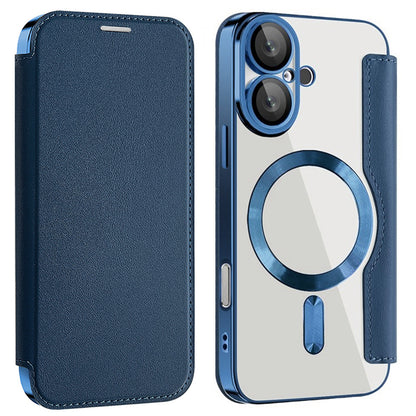 Husa MagSafe pentru Apple iPhone 16 Plus, Techsuit, SmartMag Book, Albastra