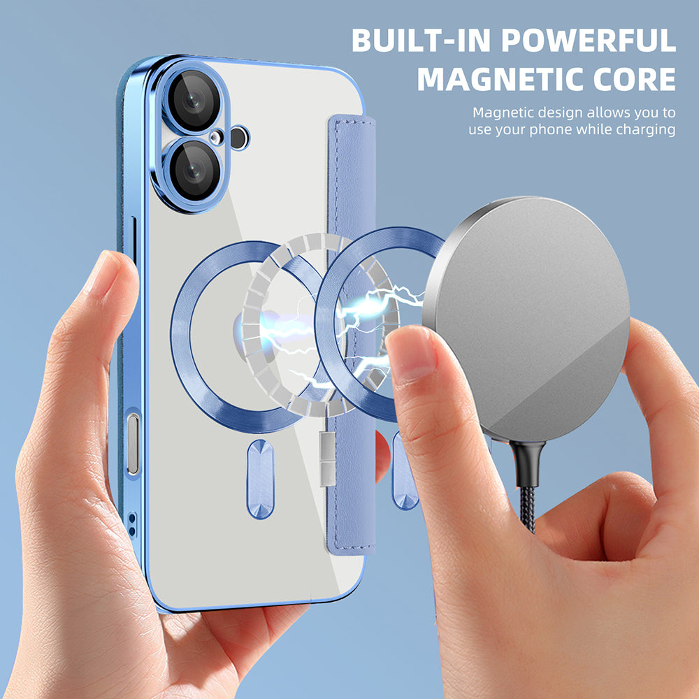 Husa MagSafe pentru Apple iPhone 16 Plus, Techsuit, SmartMag Book, Bleu