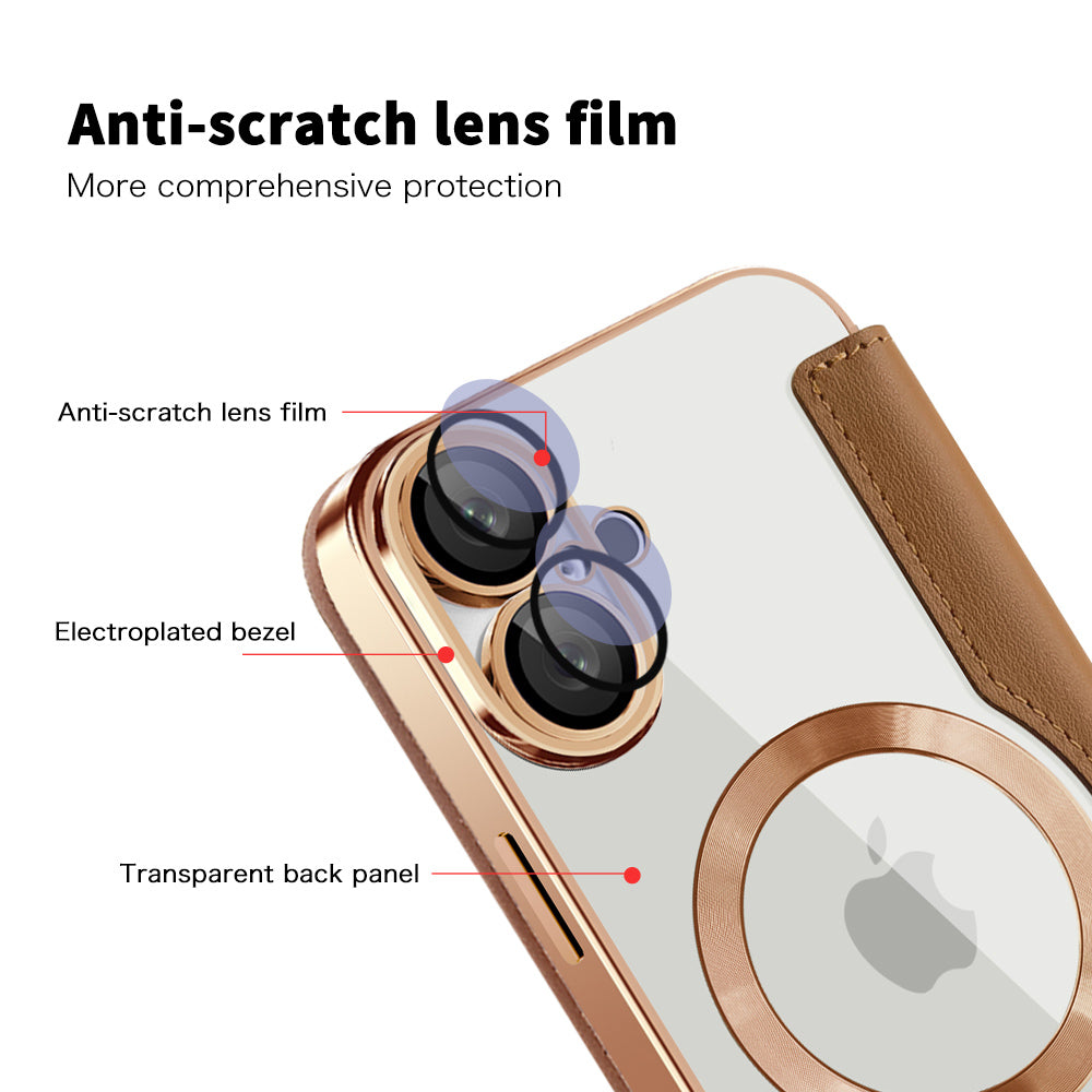 Husa MagSafe pentru Apple iPhone 16 Plus, Techsuit, SmartMag Book, Maro