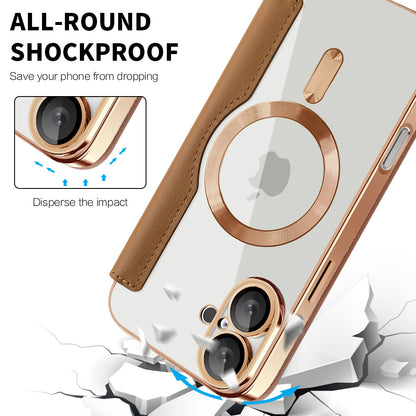 Husa MagSafe pentru Apple iPhone 16 Plus, Techsuit, SmartMag Book, Maro