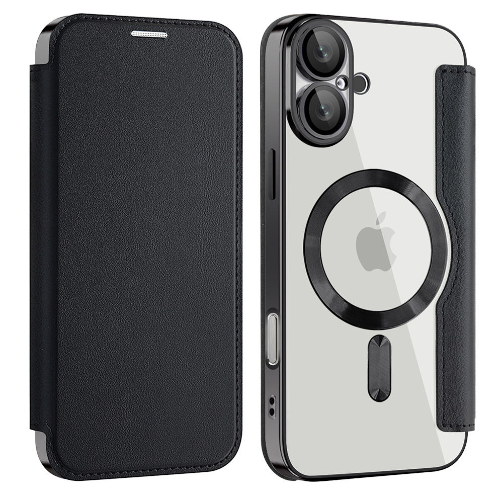 Husa MagSafe pentru Apple iPhone 16 Plus, Techsuit, SmartMag Book, Neagra