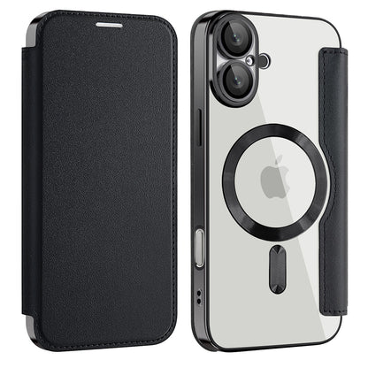 Husa MagSafe pentru Apple iPhone 16 Plus, Techsuit, SmartMag Book, Neagra