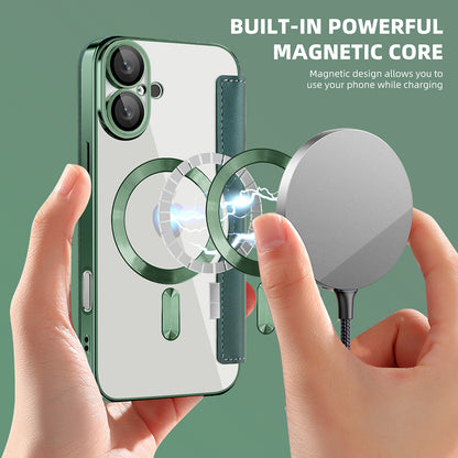 Husa MagSafe pentru Apple iPhone 16 Plus, Techsuit, SmartMag Book, Verde