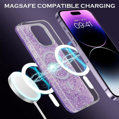 Husa MagSafe pentru Apple iPhone 16 Plus, Techsuit, Sparkly Glitter, Mov