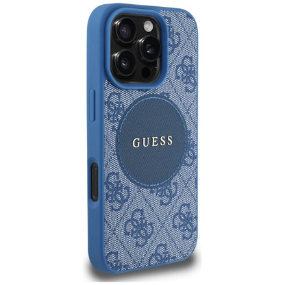 Husa MagSafe pentru Apple iPhone 16 Pro, Guess, 4G Circle Classic Logo, Albastra
