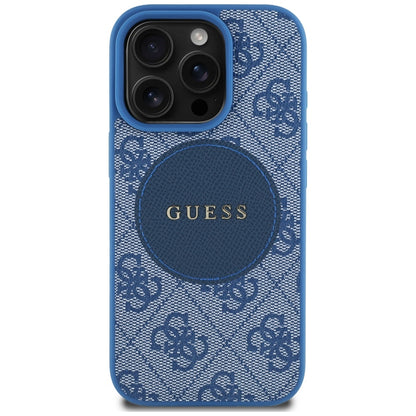 Husa MagSafe pentru Apple iPhone 16 Pro, Guess, 4G Circle Classic Logo, Albastra