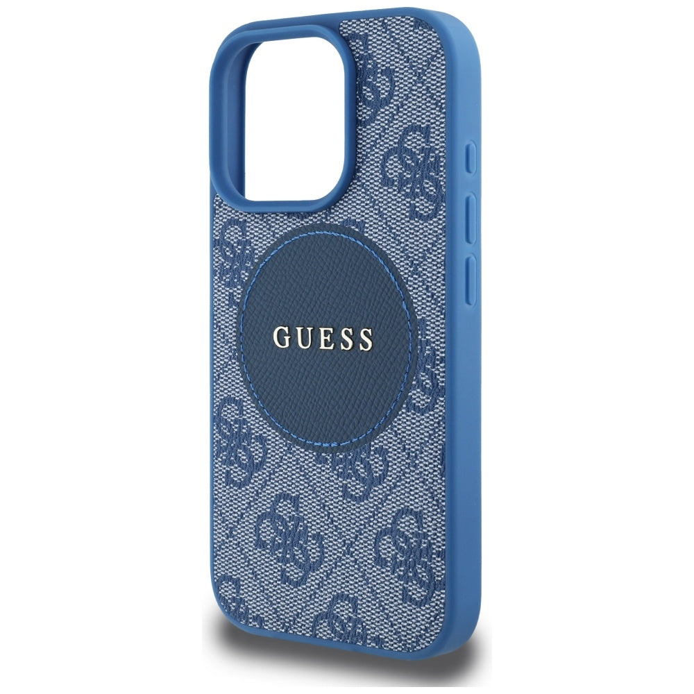 Husa MagSafe pentru Apple iPhone 16 Pro, Guess, 4G Circle Classic Logo, Albastra