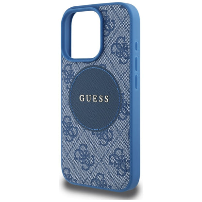 Husa MagSafe pentru Apple iPhone 16 Pro, Guess, 4G Circle Classic Logo, Albastra