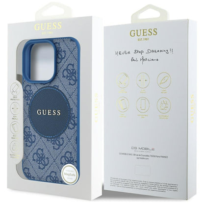 Husa MagSafe pentru Apple iPhone 16 Pro, Guess, 4G Circle Classic Logo, Albastra