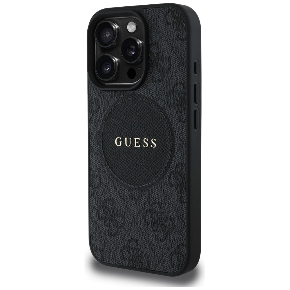 Husa MagSafe pentru Apple iPhone 16 Pro, Guess, 4G Circle Classic Logo, Neagra