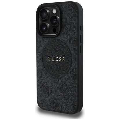Husa MagSafe pentru Apple iPhone 16 Pro, Guess, 4G Circle Classic Logo, Neagra