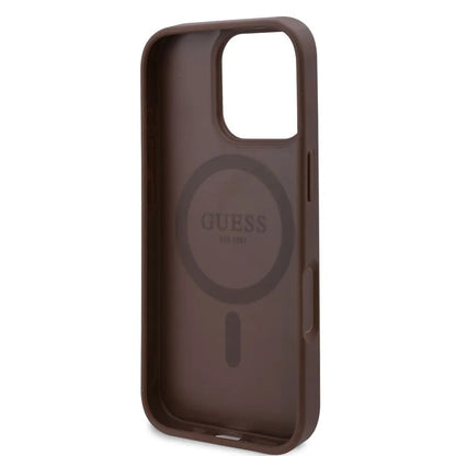 Husa MagSafe pentru Apple iPhone 16 Pro, Guess, 4G Flowers Print, Maro