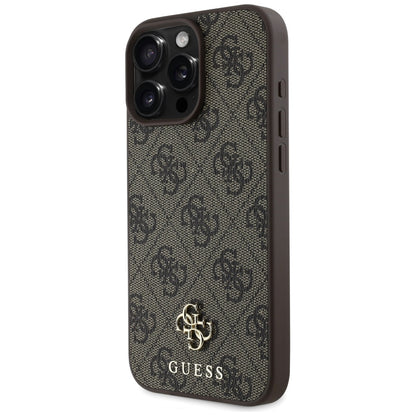 Husa MagSafe pentru Apple iPhone 16 Pro, Guess, 4G Small and Classic Logo, Maro