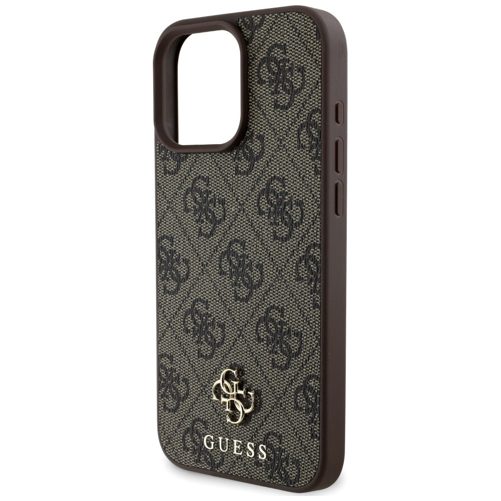 Husa MagSafe pentru Apple iPhone 16 Pro, Guess, 4G Small and Classic Logo, Maro