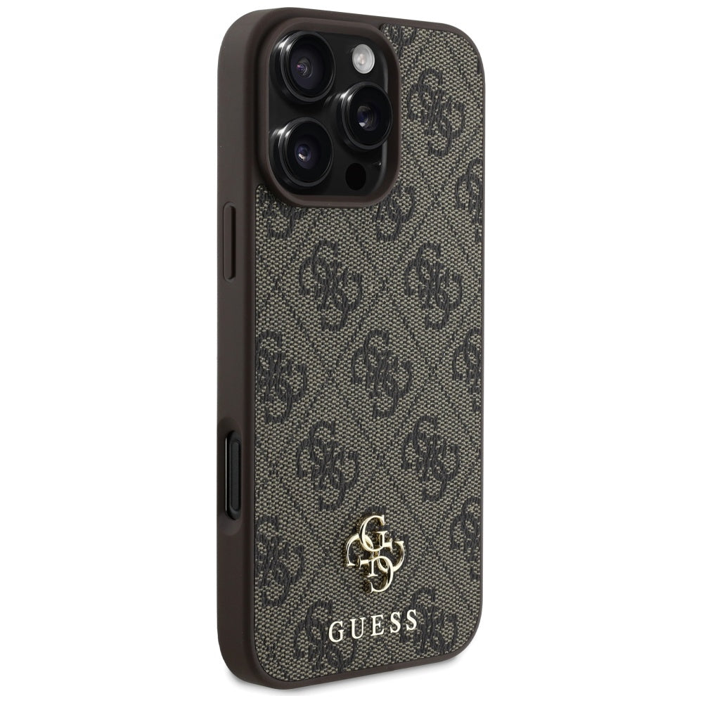 Husa MagSafe pentru Apple iPhone 16 Pro, Guess, 4G Small and Classic Logo, Maro