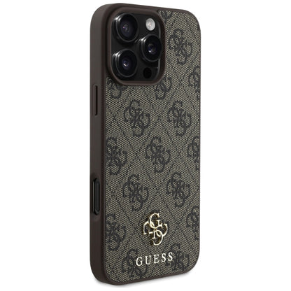 Husa MagSafe pentru Apple iPhone 16 Pro, Guess, 4G Small and Classic Logo, Maro