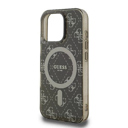 Husa MagSafe pentru Apple iPhone 16 Pro, Guess, IML 4G Background, Maro