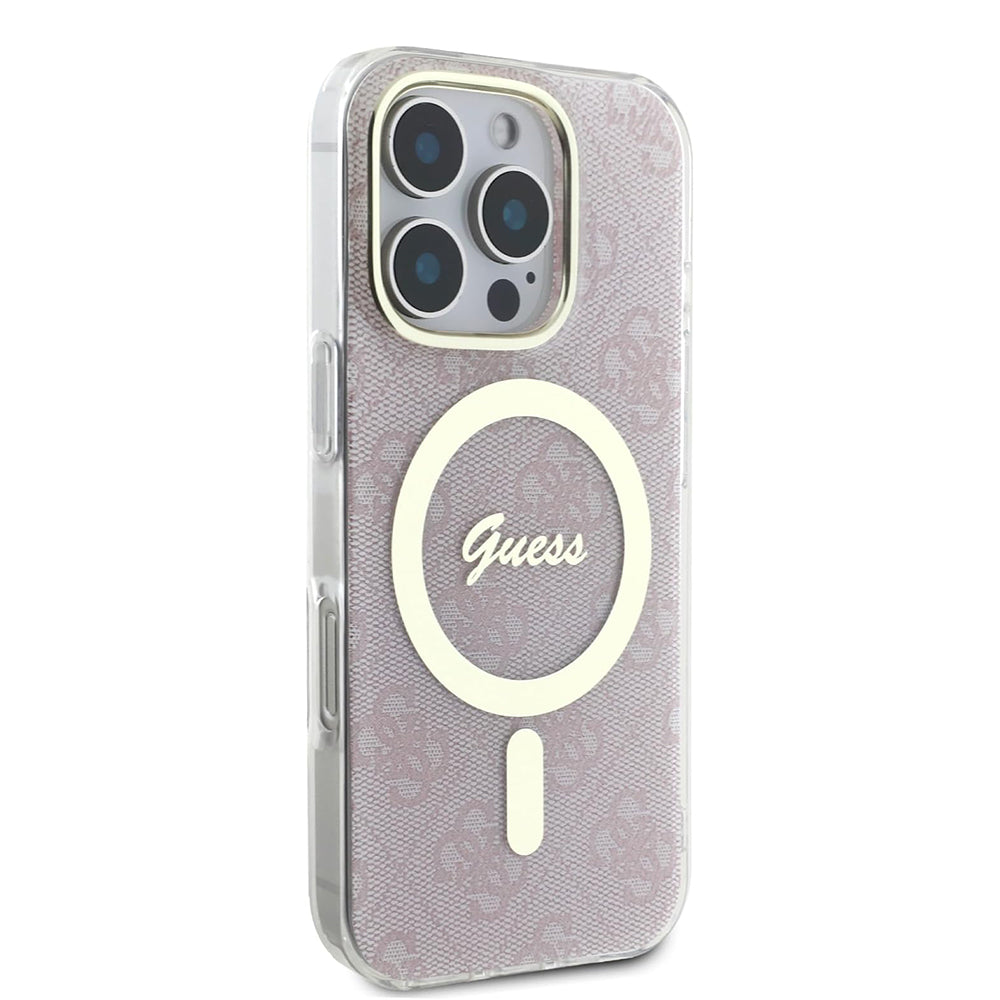 Husa MagSafe pentru Apple iPhone 16 Pro, Guess, IML 4G, Roz