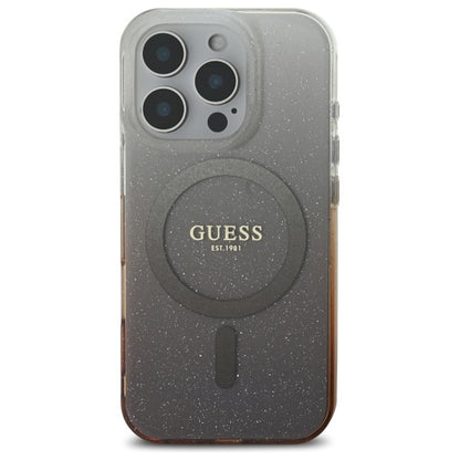 Husa MagSafe pentru Apple iPhone 16 Pro, Guess, IML Glitter Gradient, Maro