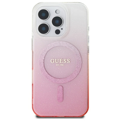 Husa MagSafe pentru Apple iPhone 16 Pro, Guess, IML Glitter Gradient, Roz