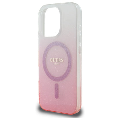 Husa MagSafe pentru Apple iPhone 16 Pro, Guess, IML Glitter Gradient, Roz