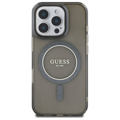 Husa MagSafe pentru Apple iPhone 16 Pro, Guess, IML Glitter Ring, Neagra