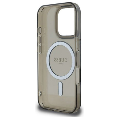 Husa MagSafe pentru Apple iPhone 16 Pro, Guess, IML Glitter Ring, Neagra