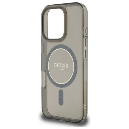 Husa MagSafe pentru Apple iPhone 16 Pro, Guess, IML Glitter Ring, Neagra
