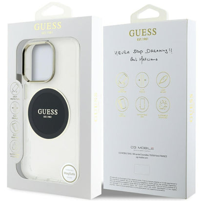 Husa MagSafe pentru Apple iPhone 16 Pro, Guess, IML Metal Colored Circle, Neagra