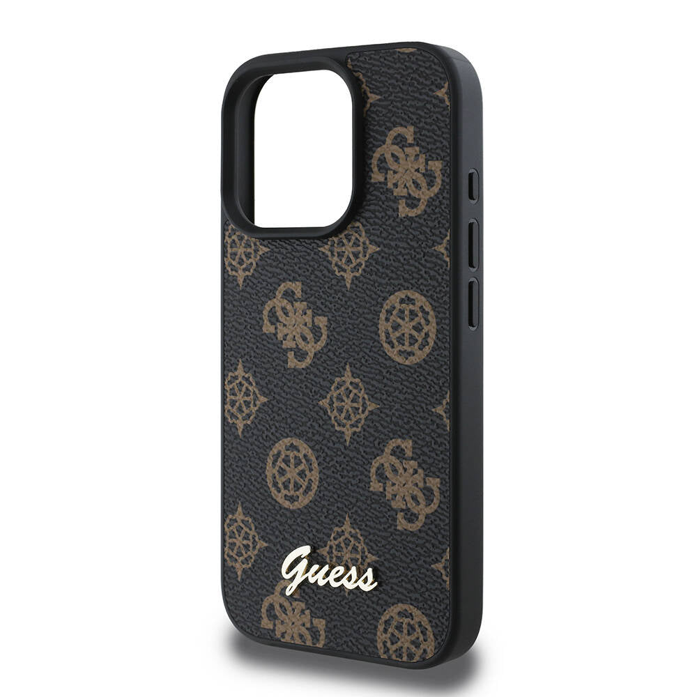 Husa MagSafe pentru Apple iPhone 16 Pro, Guess, Peony Script, Neagra