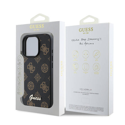 Husa MagSafe pentru Apple iPhone 16 Pro, Guess, Peony Script, Neagra