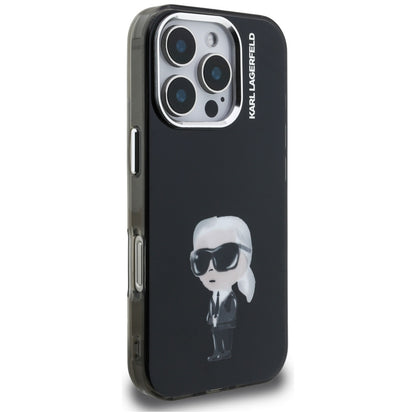 Husa MagSafe pentru Apple iPhone 16 Pro, Karl Lagerfeld, IML Aquarelle Logo Karl, Neagra