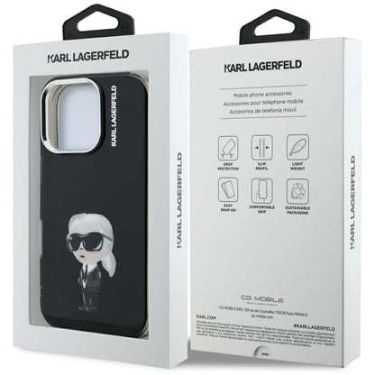 Husa MagSafe pentru Apple iPhone 16 Pro, Karl Lagerfeld, IML Aquarelle Logo Karl, Neagra
