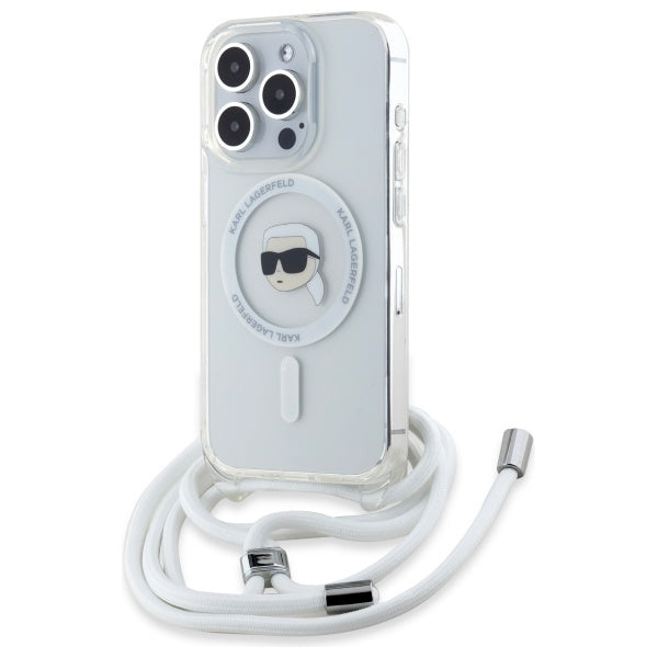 Husa MagSafe pentru Apple iPhone 16 Pro, Karl Lagerfeld, IML Crossbody Karl's Head, Transparenta