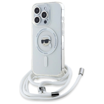 Husa MagSafe pentru Apple iPhone 16 Pro, Karl Lagerfeld, IML Crossbody Karl's Head, Transparenta
